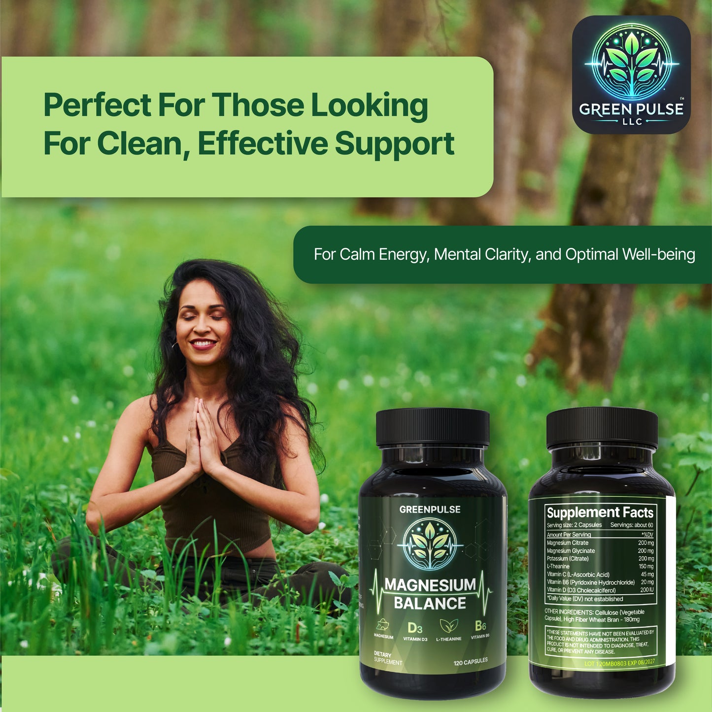 Magnesium Balance – Magnesium with L-Theanine, B6 & D3 for Relaxation, Resilience & Calm Energy - 120 capsules