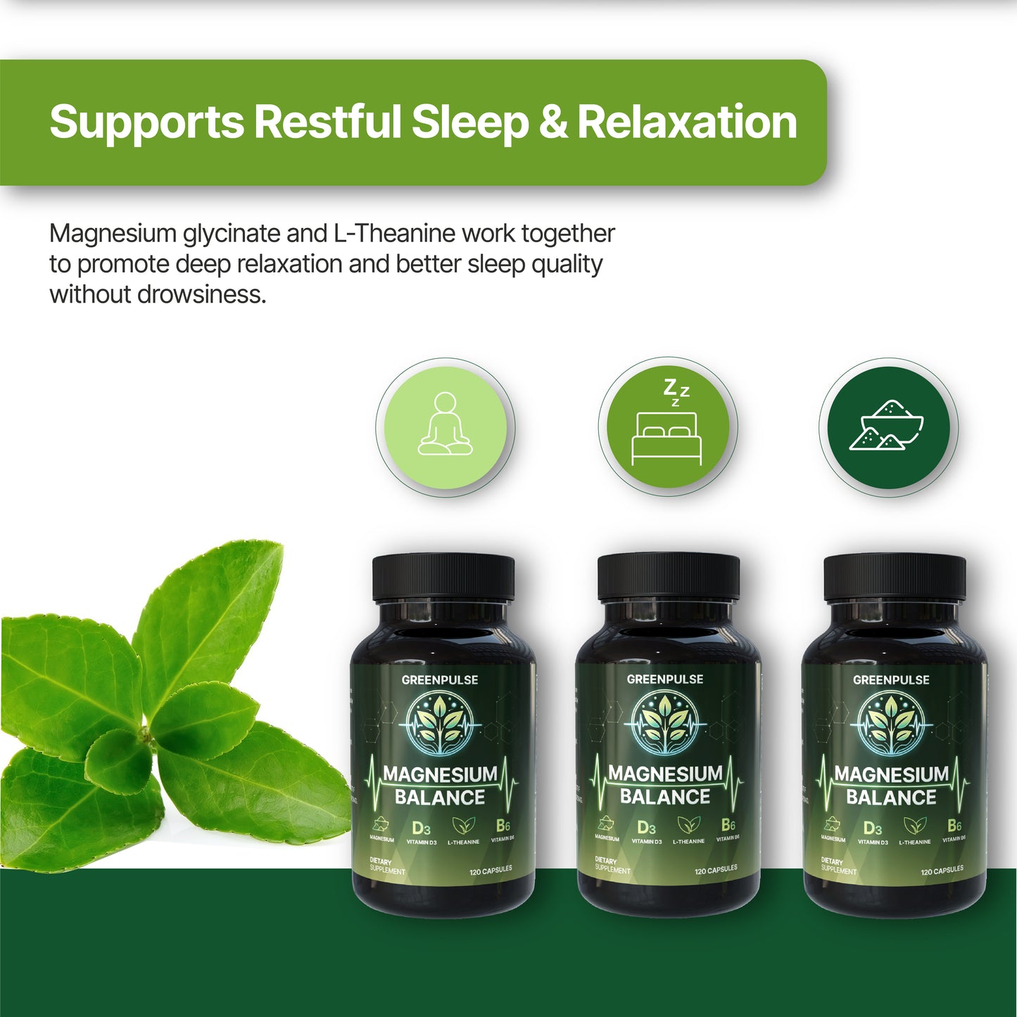 Magnesium Balance – Magnesium with L-Theanine, B6 & D3 for Relaxation, Resilience & Calm Energy - 120 capsules