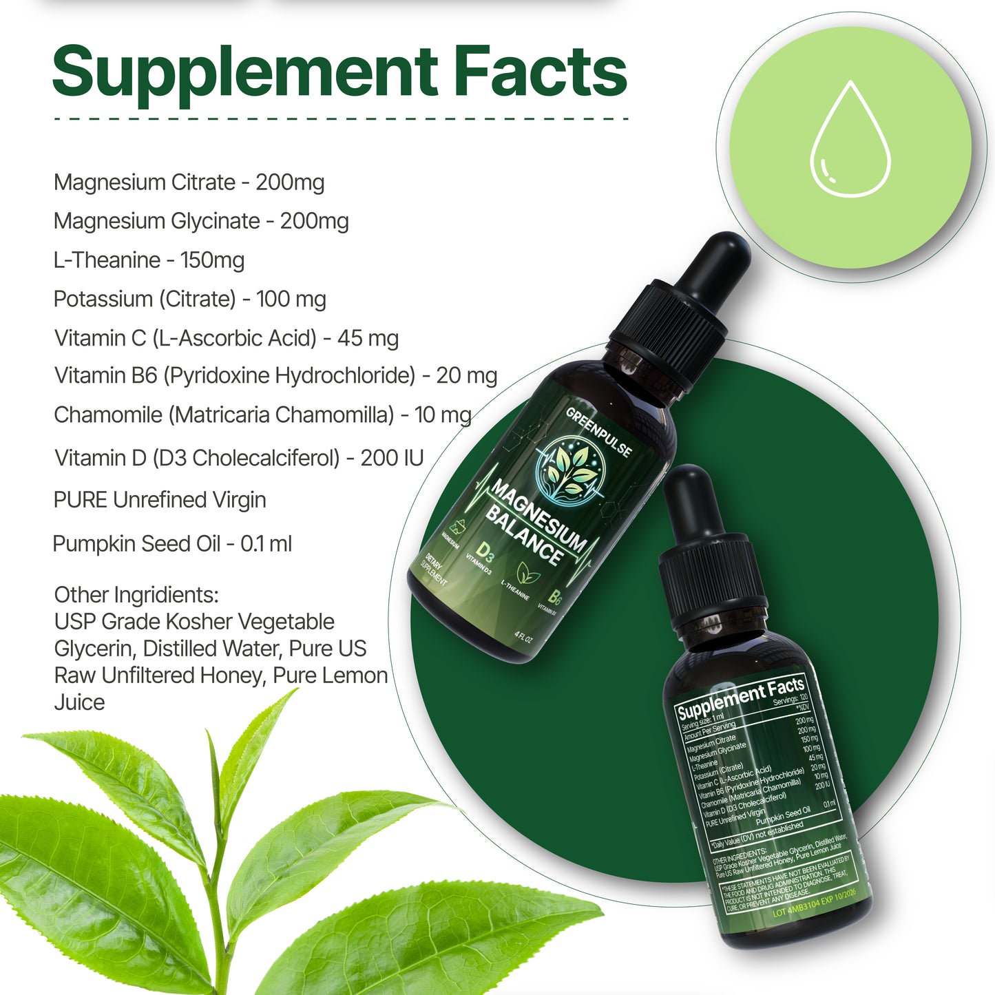 Magnesium Balance – Magnesium with L-Theanine, B6 & D3 for Relaxation, Resilience & Calm Energy - 4 fl oz