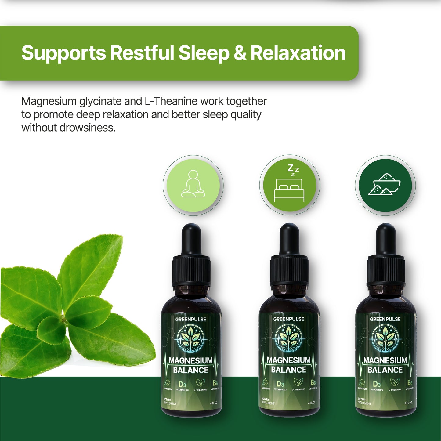 Magnesium Balance – Magnesium with L-Theanine, B6 & D3 for Relaxation, Resilience & Calm Energy - 4 fl oz