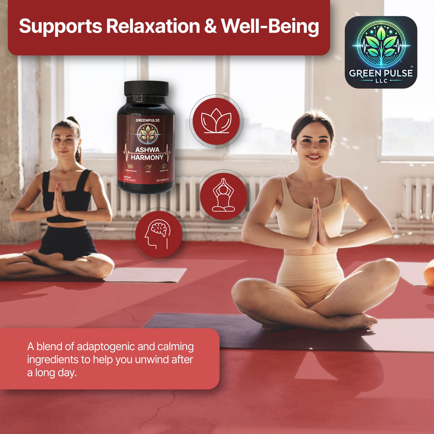 Ashwa Harmony – Adaptogenic Blend with Ashwagandha, GABA, Magnesium Glycinate for Relaxation, Resilience & Calm - 120 capsules